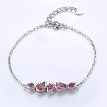 Pink Tourmaline 5pcs Bracelet 925 Silver, gemstone jewellery