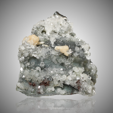 Apophyllite with Stilbite, natural mineral specimen from Paldhi, India (view 1)
