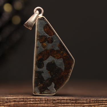 Palasite Meteorite Pendant, gemstone jewellery (view 1)