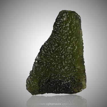 Moldavite, natural mineral specimen from Chlum nad Malší, Czech Republic (view 1)