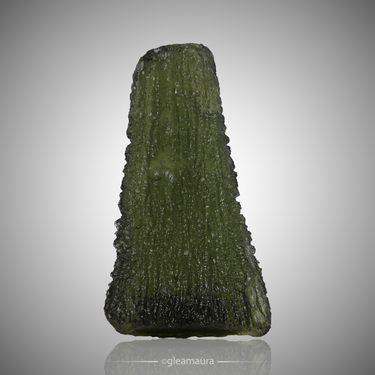 Moldavite, natural mineral specimen from Chlum nad Malší, Czech Republic (view 1)