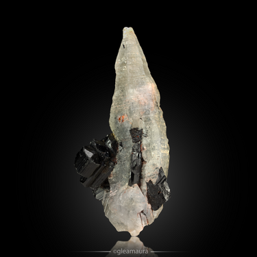 Black Tourmaline on Quartz, natural mineral specimen from Erongo Mountains, Namibia