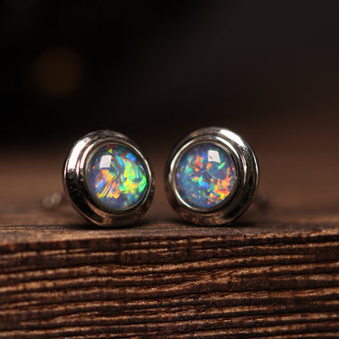 Australian Opal Stud Earring, gemstone jewellery (view 1)