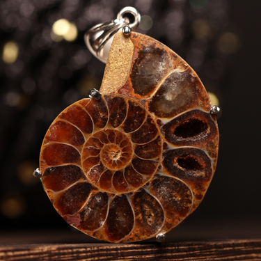 Ammonite Pendant, gemstone jewellery (view 1)