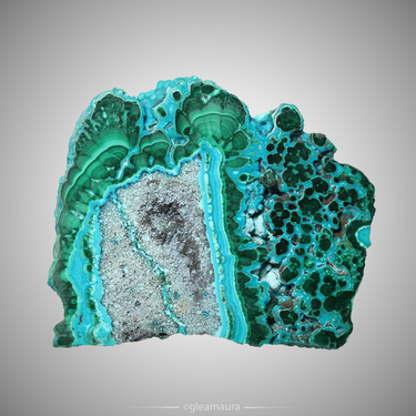 Malachite and Chrysocolla Slab, natural mineral specimen from Katanga Copper Crescent, DR Congo (view 1)
