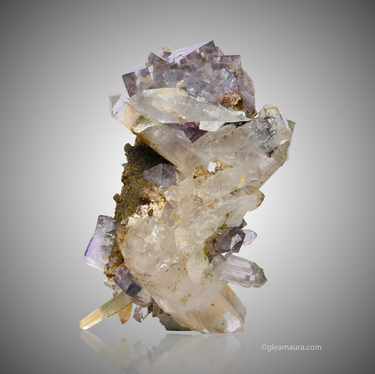 Fluorite on Quartz, natural mineral specimen from Yaogangxian Mine, China