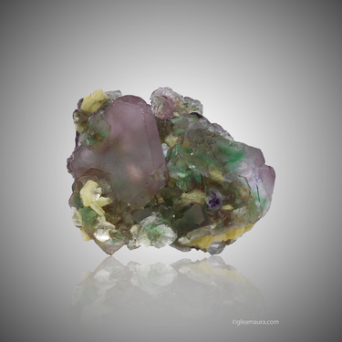 Muscovite & Schorl On Fluorite, natural mineral specimen from Kudubis Farm 19, Namibia (view 1)