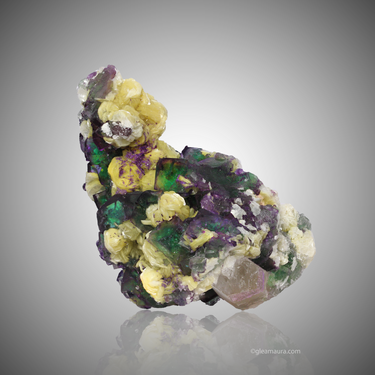 Muscovite & Quartz On Fluorite, natural mineral specimen (view 1)