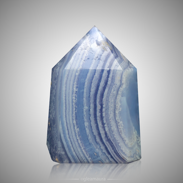 Blue Lace Agate Tower Carving, natural mineral specimen from Namibia