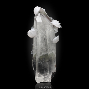 Calcite on Quartz, natural mineral specimen from Yaogangxian Mine, China (view 1)