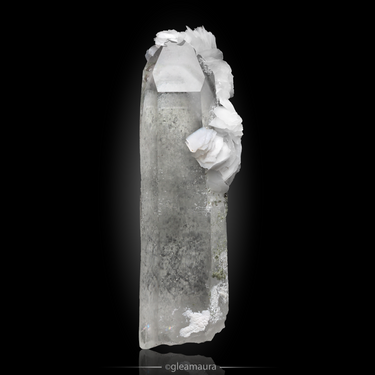 Calcite on Quartz, natural mineral specimen from Yaogangxian Mine, China (view 1)