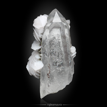 Calcite on Quartz, natural mineral specimen from Yaogangxian Mine, China