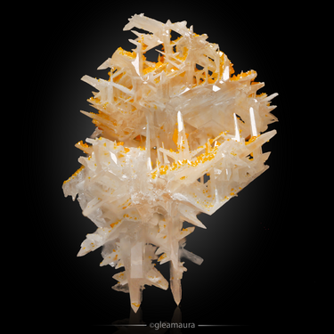 Cerussite with Wulfenite, natural mineral specimen from Nakhlak Mine, Iran (view 1)