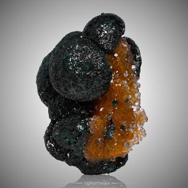 Botryoidal Malachite with Quartz, natural mineral specimen from Mashamba West Mine, DR Congo (view 1)