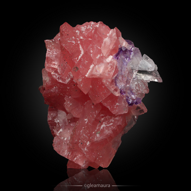 Rhodochrosite with Fluorite and Quartz, natural mineral specimen from Wutong Mine, China