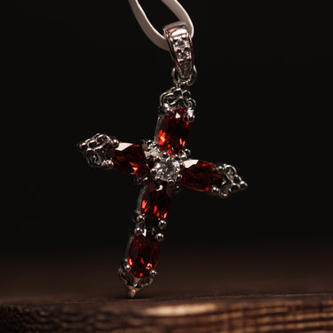 Garnet Cross Pendant, gemstone jewellery