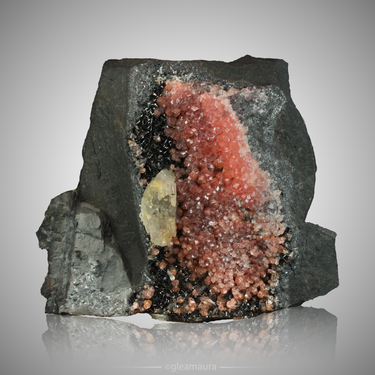 Rhodochrosite, natural mineral specimen from Moanda Mine, Gabon