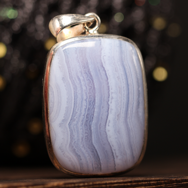 Blue Lace Agate Pendant, gemstone jewellery