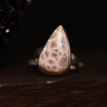 Pink Natrolite Ring, gemstone jewellery