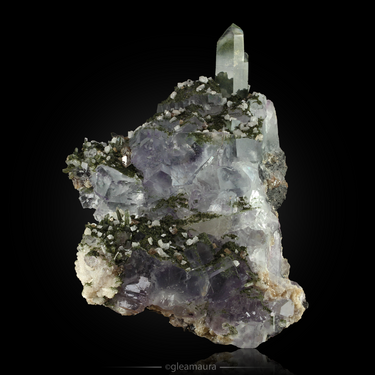 Quartz on Fluorite, natural mineral specimen from Yaogangxian Mine in Yizhang County, China