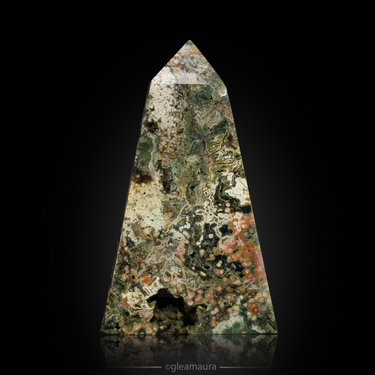 Ocean Jasper Tower Carving, natural mineral specimen from Madagascar (view 1)