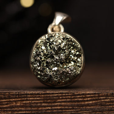 Pyrite Pendant, gemstone jewellery (view 1)