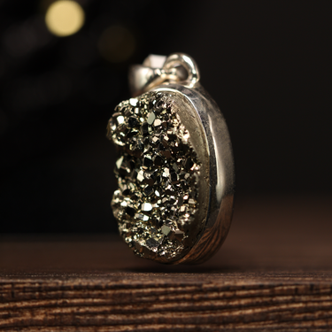 Pyrite Pendant, gemstone jewellery (view 1)