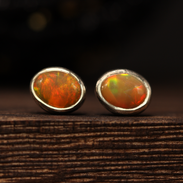 Opal Ear Stud, gemstone jewellery (view 1)