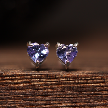 Tanzanite Heart Earring, gemstone jewellery (view 1)
