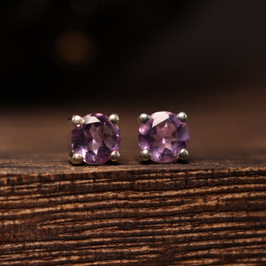 Amethyst Stud Earring, gemstone jewellery (view 1)