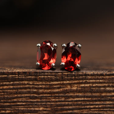 Garnet Oval Earring, gemstone jewellery (view 1)