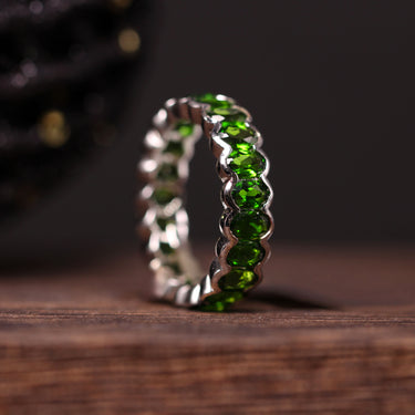 Tsavorite Eternity Ring, gemstone jewellery (view 1)