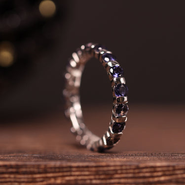 Iolite Eternity Ring, gemstone jewellery (view 1)