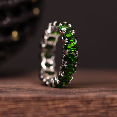 Tsavorite Eternity Ring, gemstone jewellery (view 1)