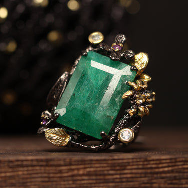 Emerald, Amethyst, Aquamarine Ring, gemstone jewellery (view 1)