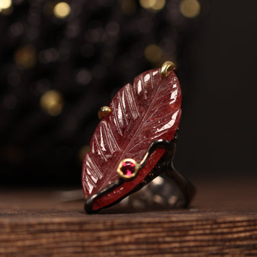 Red Aventurine Ring, gemstone jewellery (view 1)