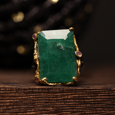 Emerald, Amethyst Ring, gemstone jewellery (view 1)