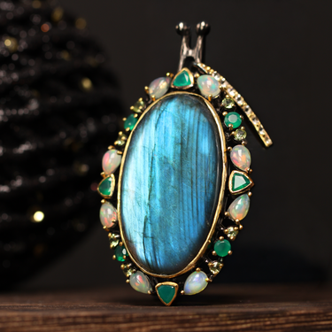 Labradorite, Green Onyx, Opal, Peridot Pendant, gemstone jewellery (view 1)