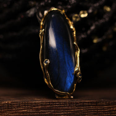 Labradorite, Blue Sapphire Pendant