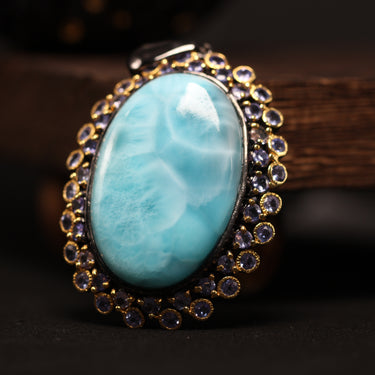 Larimar, Tanzanite Pendant, gemstone jewellery (view 1)