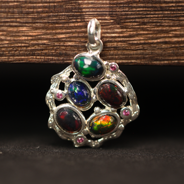 Smoked Opal, Tourmaline Pendant, gemstone jewellery (view 1)