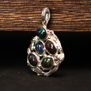 Smoked Opal, Tourmaline Pendant, gemstone jewellery (view 2)