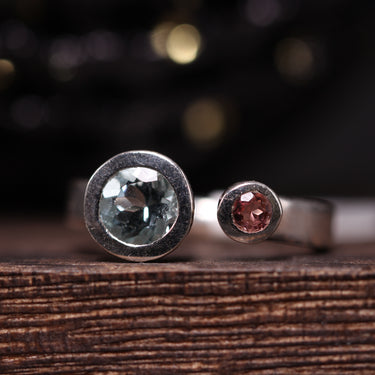 Round Tourmaline, Aquamarine Ring, gemstone jewellery (view 1)