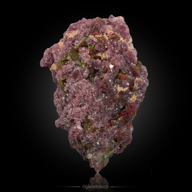Tourmaline in Lepidolite, natural mineral specimen from Cruzeiro Mine, Brazil (view 1)