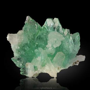 Green Apophyllite with Stilbite, natural mineral specimen from Jalgaon, India (view 1)