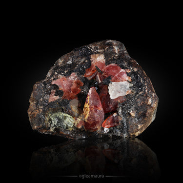 Rhodochrosite On Matrix, natural mineral specimen from Uchucchacua Mine, Peru (view 1)