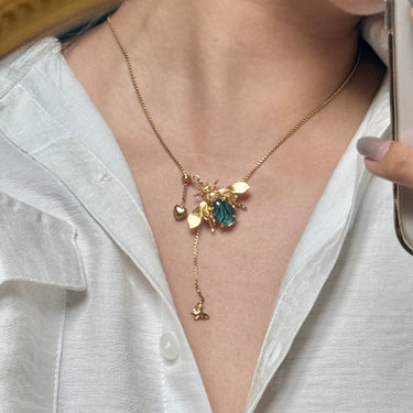 Dragonfly Wing Bee Necklace, gemstone jewellery (view 1)
