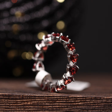 Garnet Eternity Ring, gemstone jewellery (view 1)