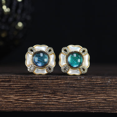 Dragonfly Wing + Mother of pearl Earrings, gemstone jewellery (view 1)