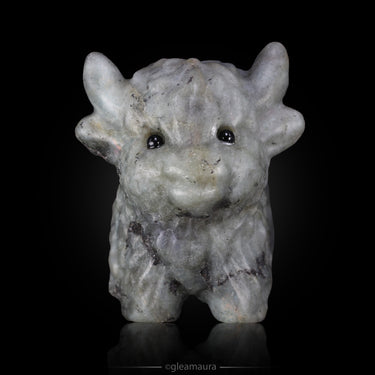 Labradorite Highland Cow, natural mineral specimen (view 1)